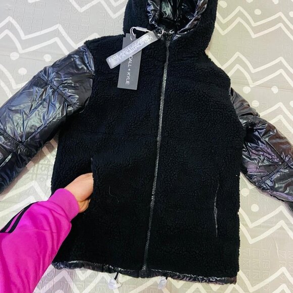 Kendall & Kylie reversible thick winter snow puffer Sherpa jacket coat bomber - Picture 12 of 14